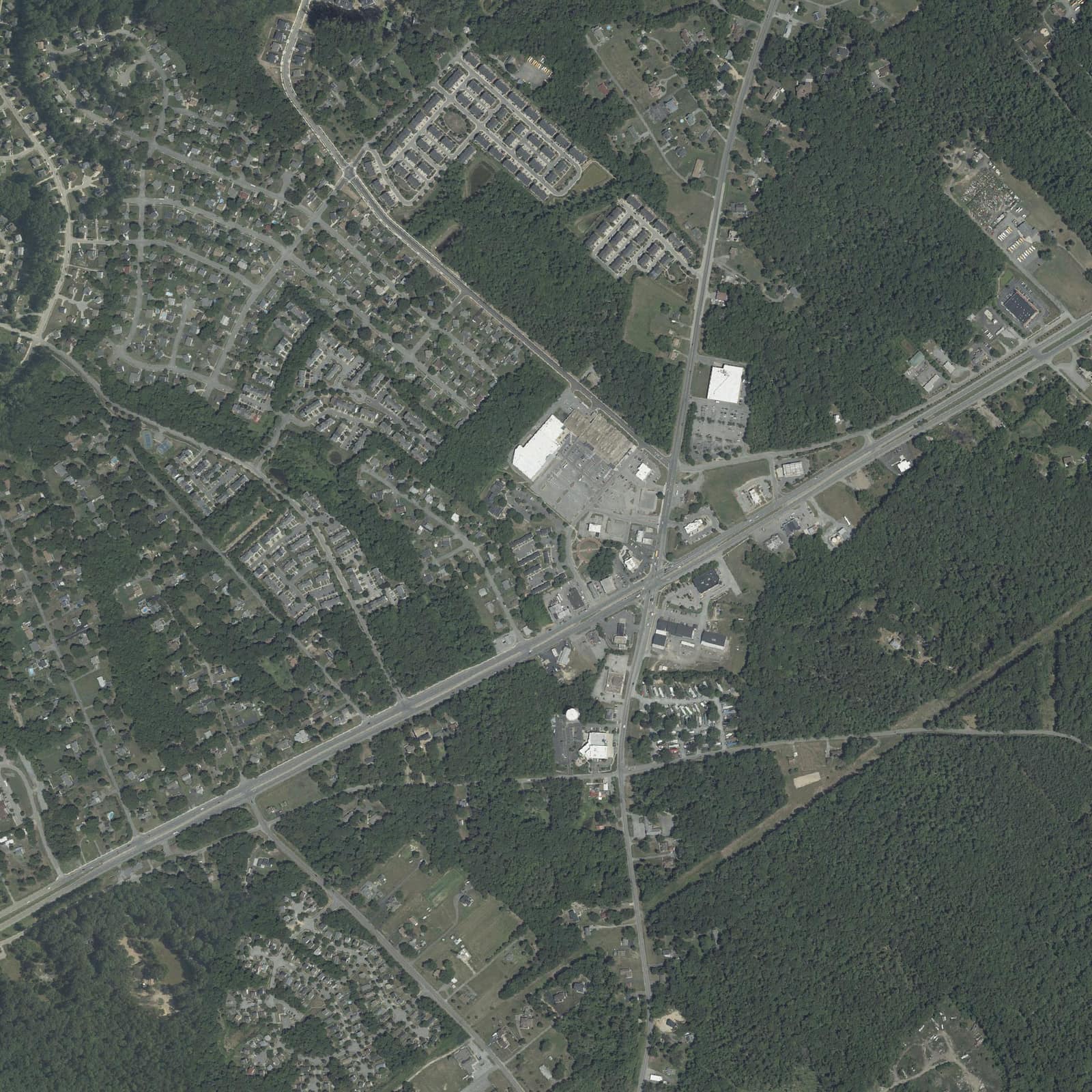 Aerial view of the neighborhood around Indian Head Village